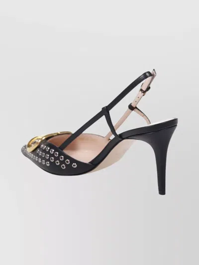Valentino Pointed Toe Slingback Pumps Featuring Studs In Black