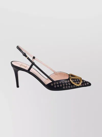Valentino Pointed Toe Slingback Pumps Featuring Studs In Black