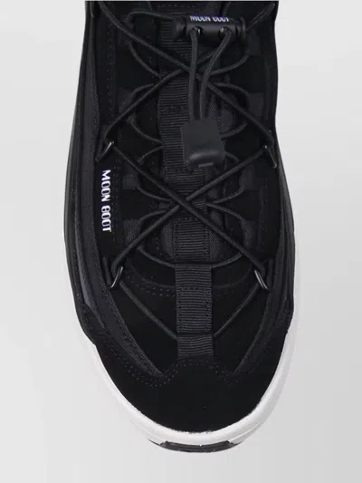 Moon Boot Fabric Sneakers With Chunky Sole And Pull Tab In Black