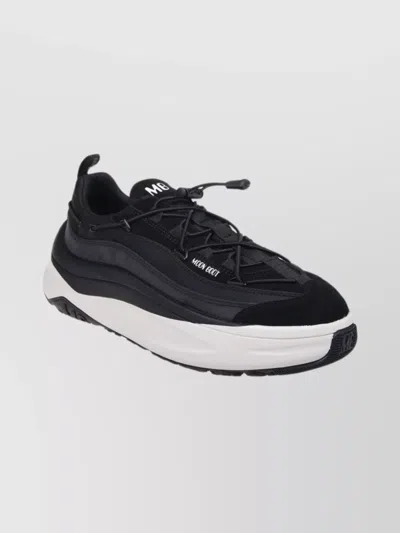 Moon Boot Fabric Sneakers With Chunky Sole And Pull Tab In Black
