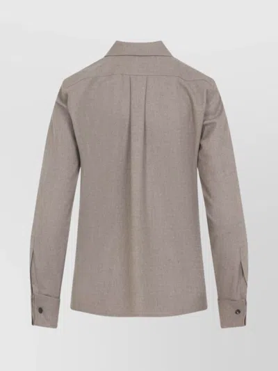 Max Mara Dark Cacha Brown Cashmere Tebaide Foule Shirt In Neutral