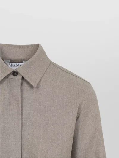 Max Mara Dark Cacha Brown Cashmere Tebaide Foule Shirt In Neutral