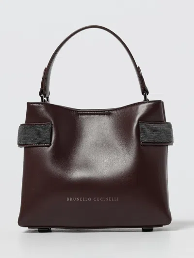Brunello Cucinelli Small Leather Handbag Top Handle In Brown
