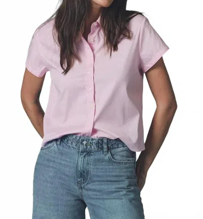 The Shirt Boxy Short Sleeve Cropped Shirt In Light Pink In Multi