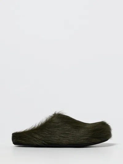 Marni Long Hair Calfskin Fussbett Sabot In Green