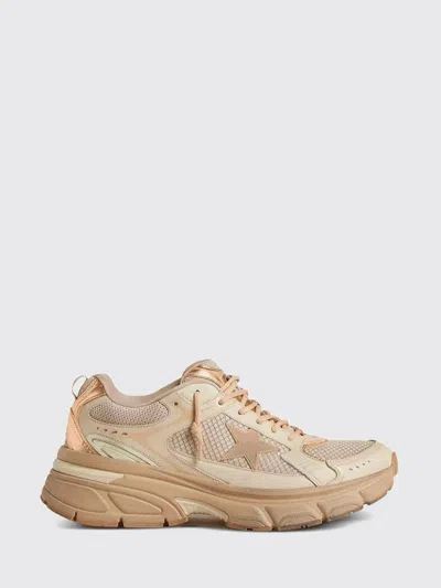 Golden Goose Net Leather And Suede Sneakers With Star Detail In Pink