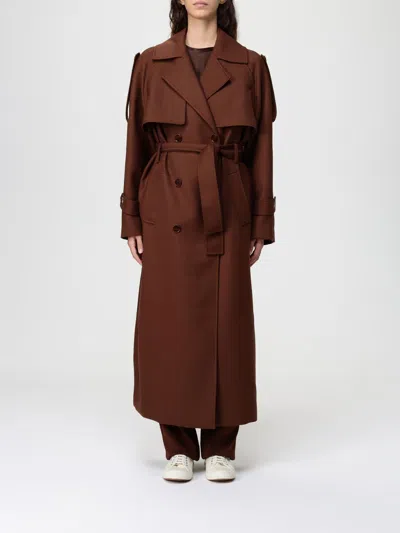 Patrizia Pepe Brown Wool Trench Coat In Brown