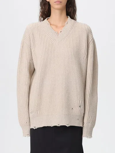 Mm6 Maison Margiela Beige Wool Sweater In Multi