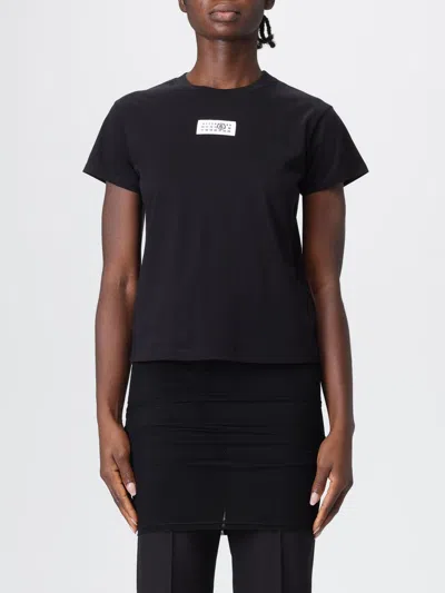 Mm6 Maison Margiela Black Numeric Cotton Jersey T-shirt In Black