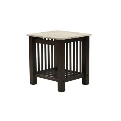Hivvago Moen 21 Inch Side End Table, White Faux Marble, Bottom Shelf, Black Wood In Black