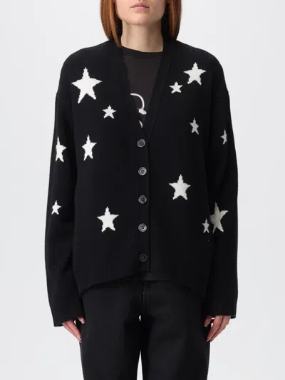 Zadig & Voltaire Inna Intarsia Star Cashmere Open Front Hooded Poncho Cardigan In Black