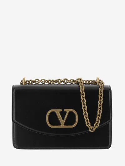 Valentino Garavani Garavani Vain Small Shoulder Bag In Shiny Calfskin Woman Black Uni