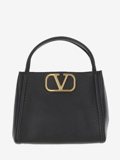 Valentino All Time Medium Textured-leather Shoulder Bag In Black