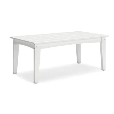 Hivvago Fini 44 Inch Outdoor Coffee Table, Slatted Top, Modern Style, White Finish In White