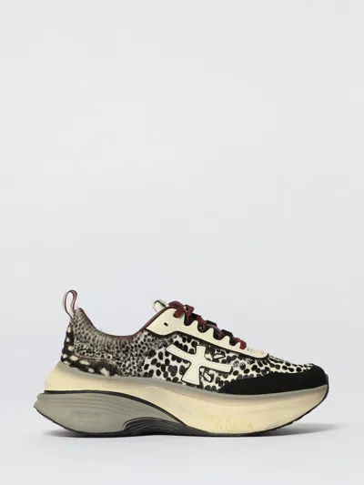 Premiata Hill Sneakers In Black And White Pony Hair With Black Suede And White Leather Inserts In Multi