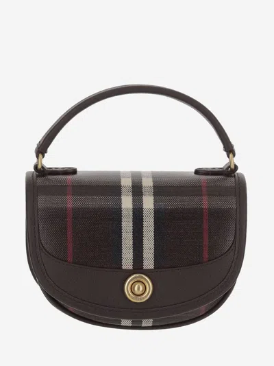Burberry Mini Handbag With Check Pattern And Top Handle In Red
