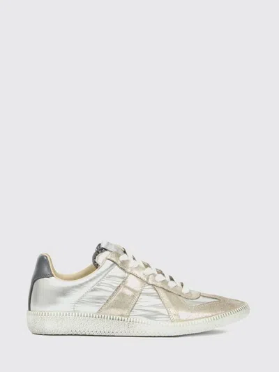 Maison Margiela Contemporary Low Top Sneakers With Contrast Panels In Silver