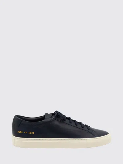 Common Projects Dark Navy Leather Snakers In Blue