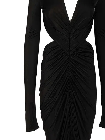 Rick Owens Poppy Ruched Open-back Jersey Gown In Black