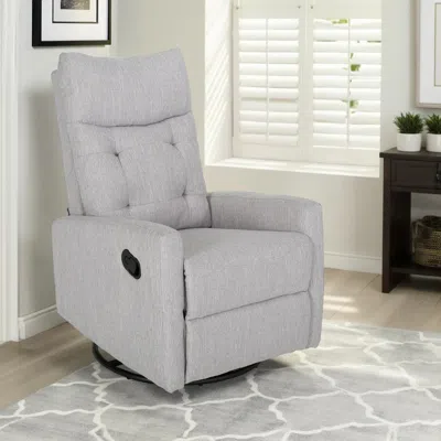 Hivvago Manual Glider Swivel Recliner Chair, Tufted Split Design, Light Gray