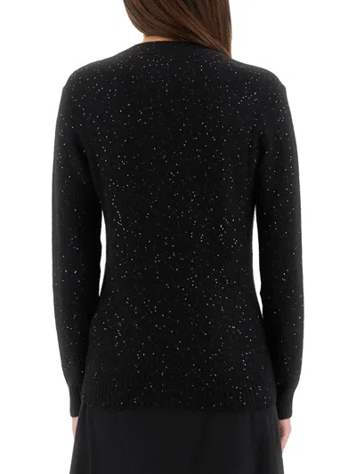 Fabiana Filippi V-neck Embellished Sweater In Black
