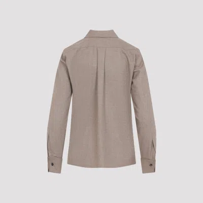 Max Mara Dark Cacha Brown Cashmere Tebaide Foule Shirt In Multi
