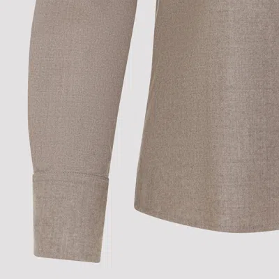 Max Mara Dark Cacha Brown Cashmere Tebaide Foule Shirt In Multi