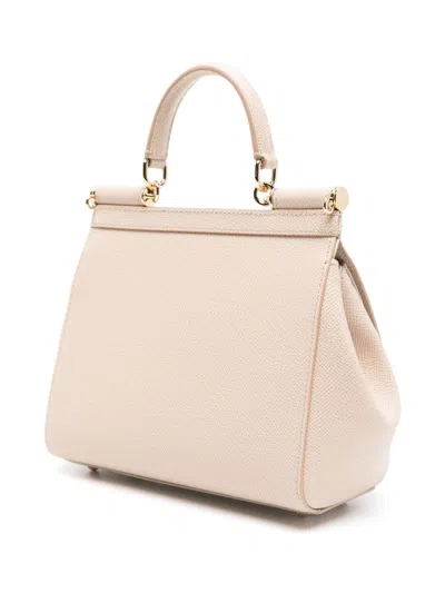 Dolce & Gabbana Large Sicily Top Handle Bag In Dauphine Leather In Pink