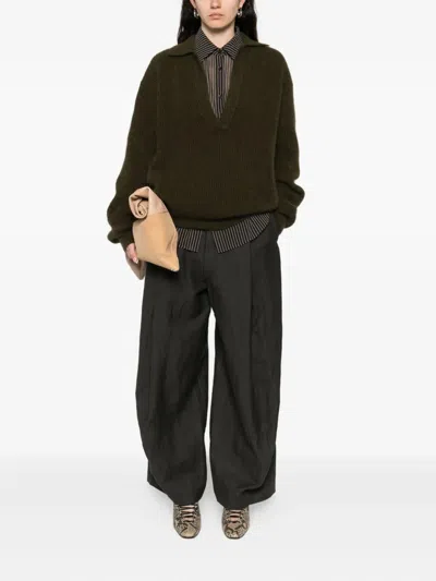 Uma Wang V-neck Sweater In Green