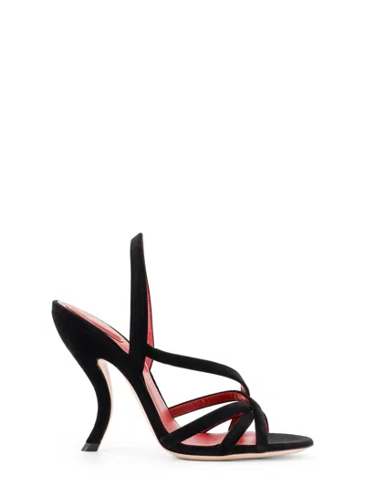 Valentino Fetishique 105 Velvet Slingback Sandal In Black