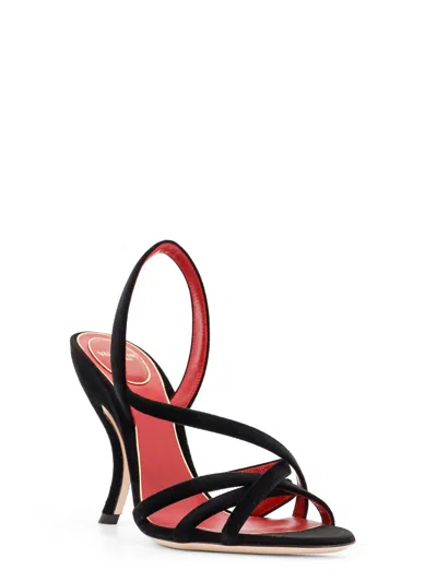 Valentino Fetishique 105 Velvet Slingback Sandal In Black