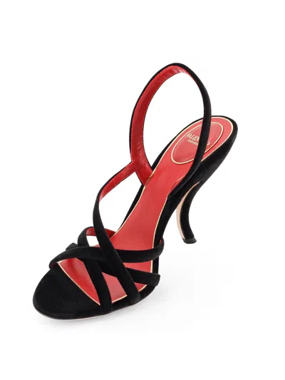 Valentino Fetishique 105 Velvet Slingback Sandal In Black