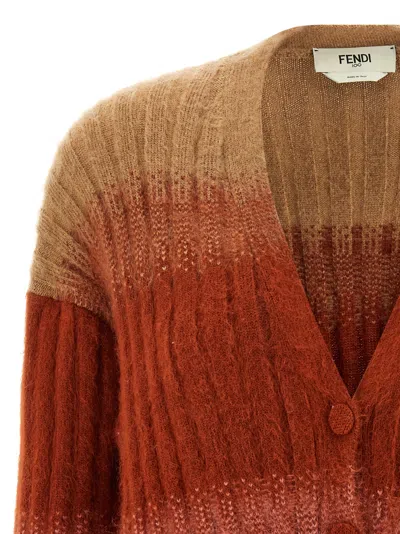 Fendi Gradient Knit Cardigan Featuring Front Pockets