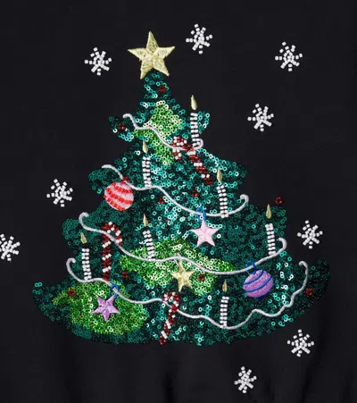 Molo Sequined Cotton Jersey Sweatshirt In Black