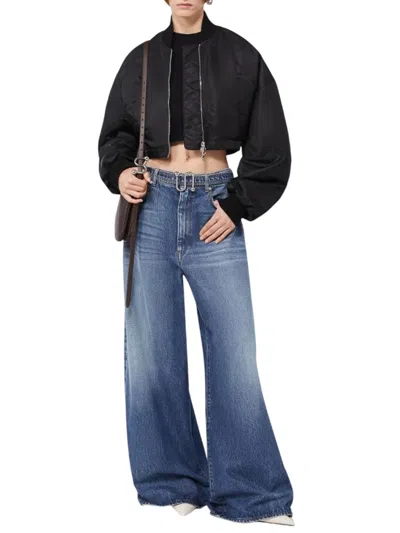 Sportmax Short Nylon Bomber Jacket In Black