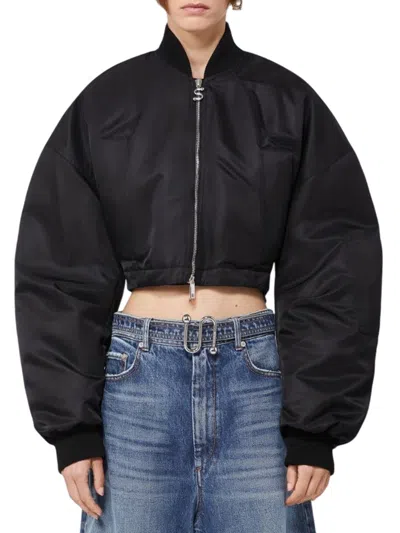 Sportmax Short Nylon Bomber Jacket In Black