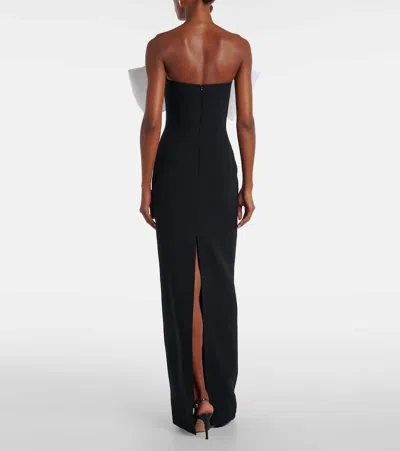 David Koma Womens Black White Bow Strapless Woven Maxi Dress In Black