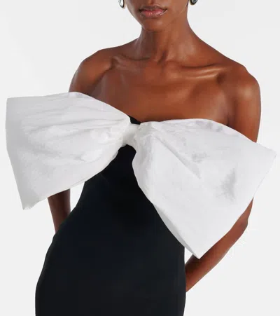 David Koma Womens Black White Bow Strapless Woven Maxi Dress In Black