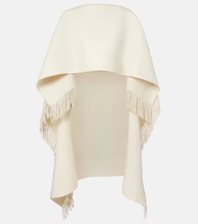 Totême Toteme Fringed Wool-blend Poncho In Neutral