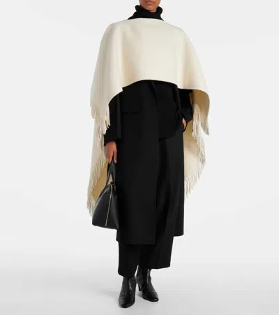 Totême Toteme Fringed Wool-blend Poncho In Neutral