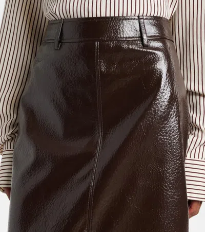 The Frankie Shop Womens Taney Crackled Faux-leather Midi Skirt Brown In Brown