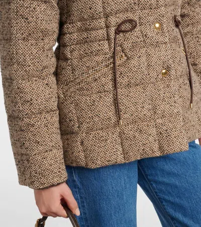Moncler Antigony Quilted Wool-twill Down Jacket In Brown