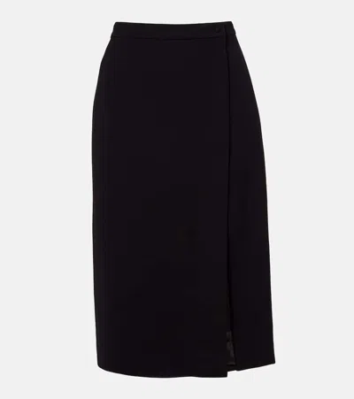 Mugler Slit Detail Midi Skirt In Black