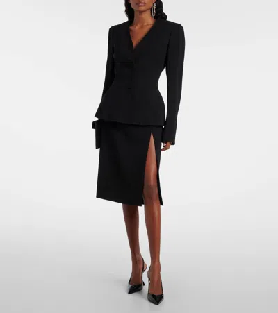 Mugler Slit Detail Midi Skirt In Black