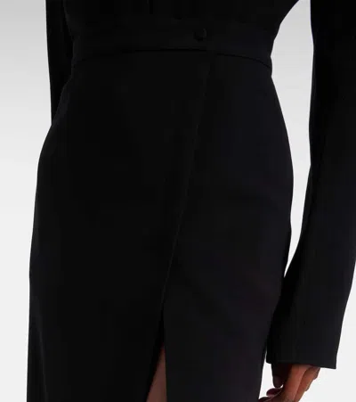 Mugler Slit Detail Midi Skirt In Black