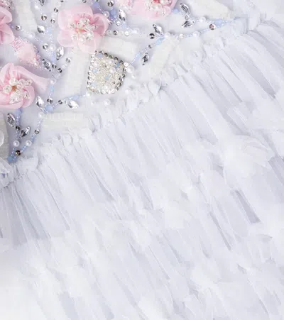 Tutu Du Monde Blooming Blossom Embellished Tulle Dress In Blue