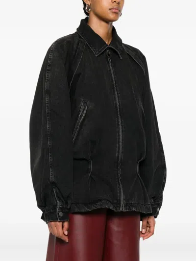 Haikure Denim Jacket Belted Waist In Black