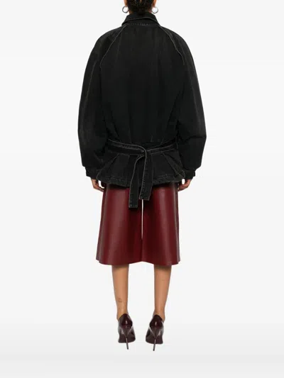 Haikure Denim Jacket Belted Waist In Black