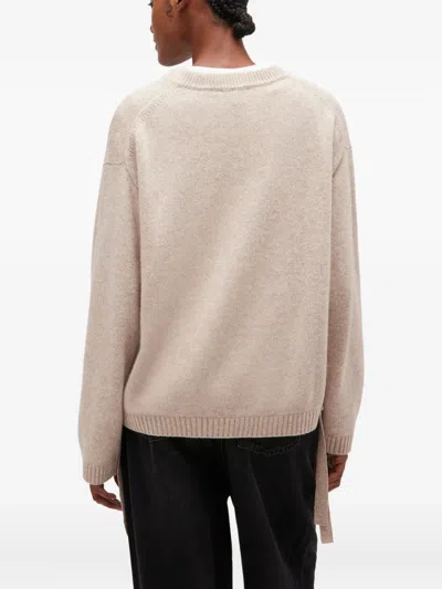 Ganni Drawstring Sweater In Neutral