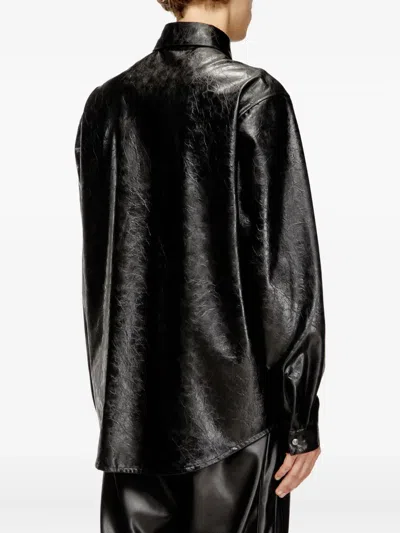 Diesel Textured Shirt With Branded Buttons In Black